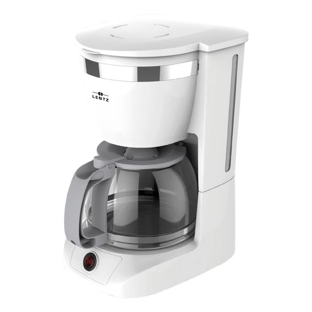 Lentz Filterkaffeemaschine, 10 Tassen, 800W, permanenter Filter, weiß