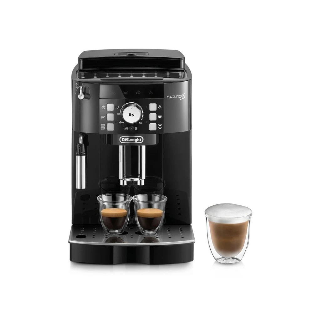 DELONGHI Magnifica S ECAM21.116.B - 5 Kaffeespezialitäten, kompakt, elegantes Design, Direktwahltasten, leichte Bedienung, Kaffeevollautomat Schwarz