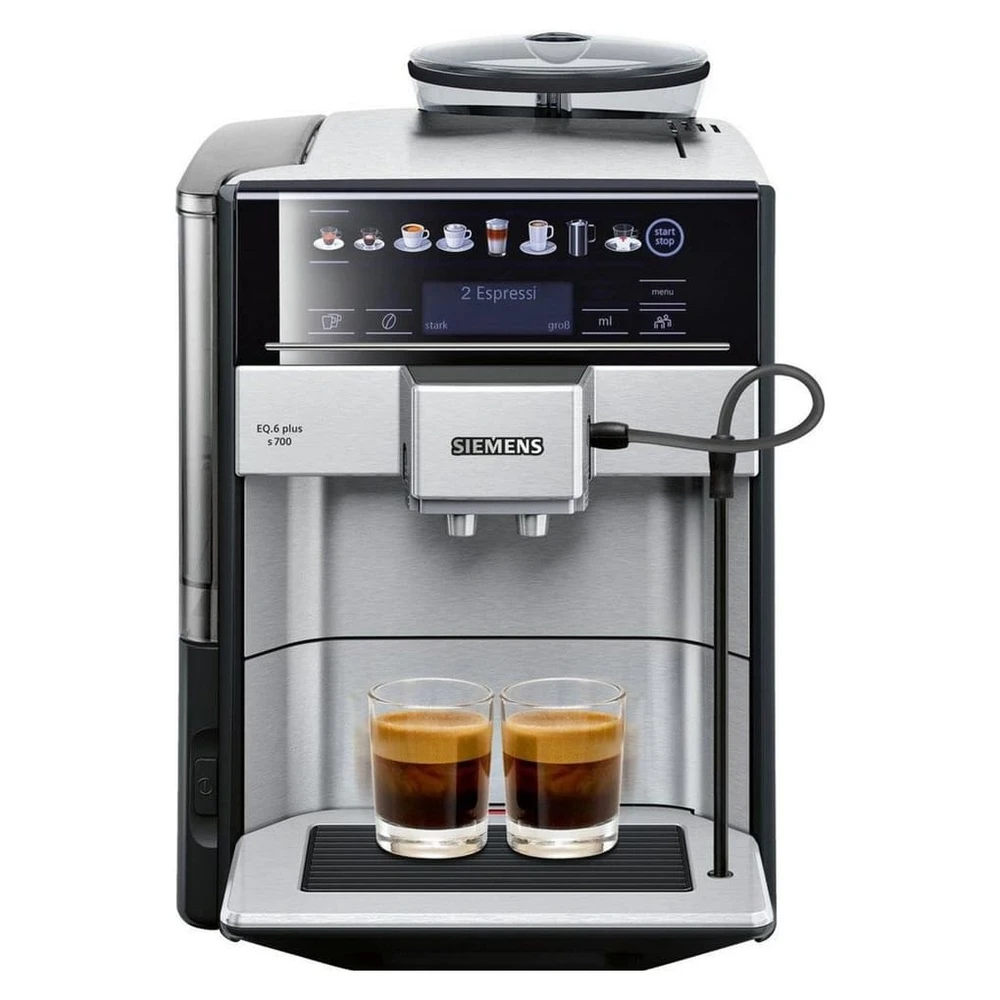 SIEMENS Kaffeevollautomat EQ6 plus s700 TE657503DE, Doppeltassenfunktion, Keramikmahlwerk, viele Kaffeespezialitäten, automatische Dampfreinigung, edelstahl