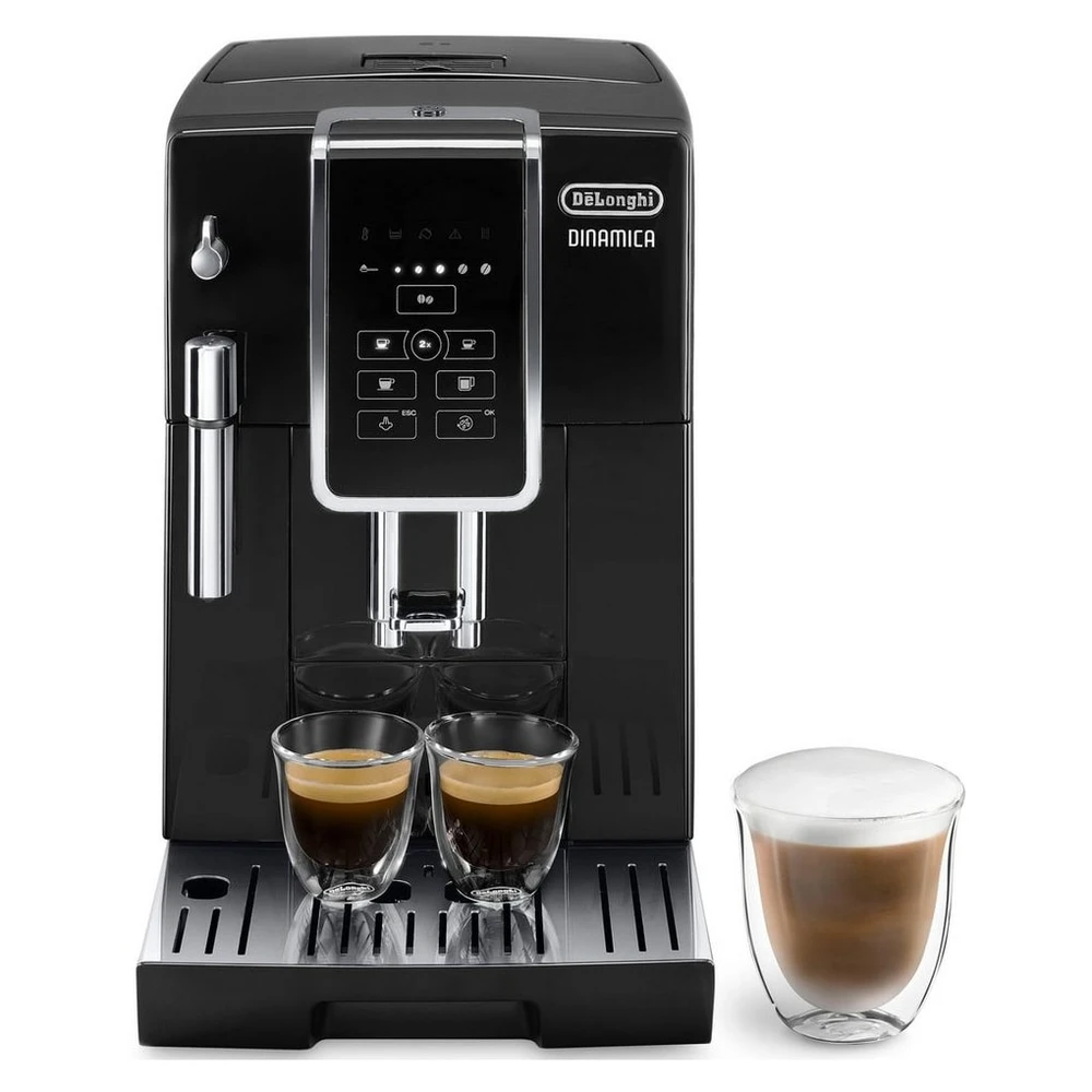 De'Longhi Kaffeevollautomat Dinamica ECAM358.15.B - Long Coffee Funktion für Filterkaffee, schwarz, Milchaufschäumdüse, 300 g Bohnenbehälter, automatische Reinigung