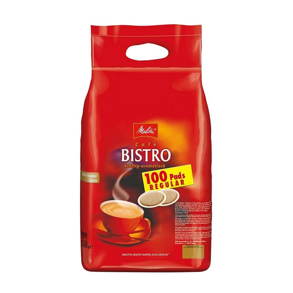 Melitta Bistro Kaffee Pads, kräftig, feiner Röstkaffee, 100 Stück, 700g