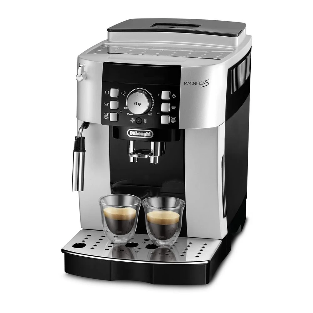 DELONGHI Magnifica S ECAM21.116.SB - 5 Kaffeespezialitäten, kompakt, elegantes Design, Direktwahltasten, leichte Bedienung, Kaffeevollautomat Silber