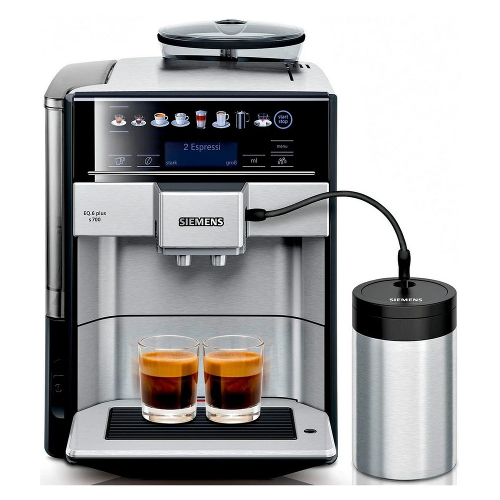 SIEMENS Kaffeevollautomat EQ6 plus s700 TE657M03DE, viele Kaffeespezialitäten, Doppeltassenfunk, Edelstahl-Milchbehälter, automatische Dampfreinigung, edelstahl