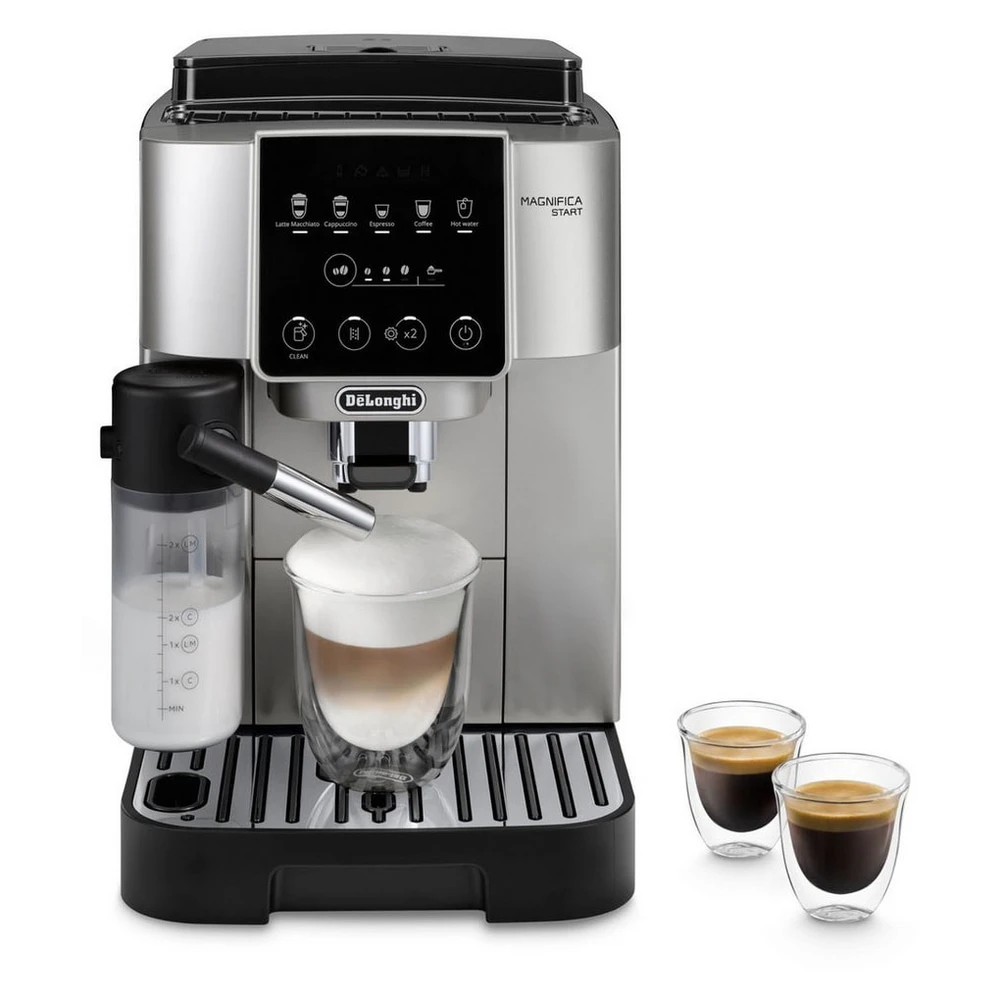 De'Longhi Kaffeevollautomat Start Milk ECAM220.80.SB, Milchkaraffe inklusive, Perfekter Cappuccino, Für cremigen Barista-Milchschaum – auch für pflanzliche Alternativen