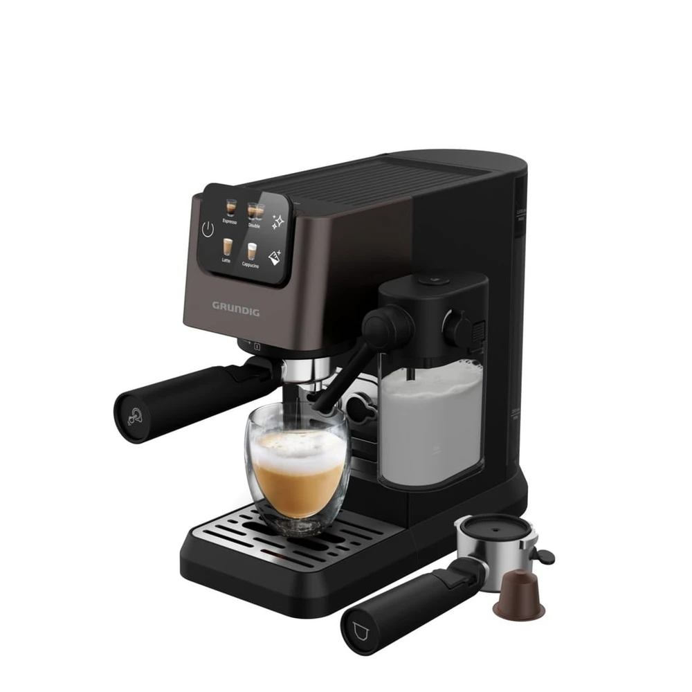 Grundig Siebträgermaschine KSM 6430, mit integriertem Milchbehälter, geeignet für Kaffeepads und Kapseln